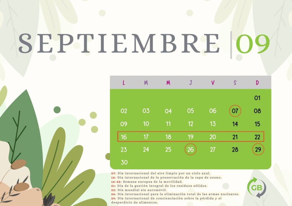 Mes de septiembre en el calendario de sostenibilidad 2024 y medioambiente del Grupo Braceli.