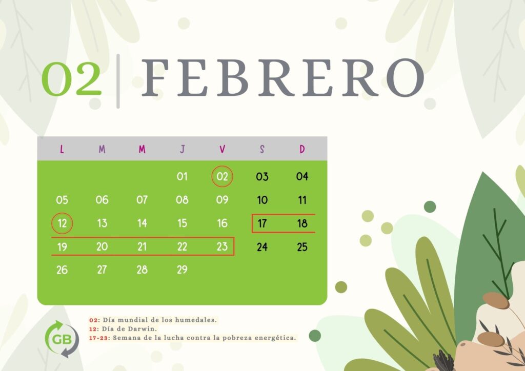 Mes de febrero en el calendario de sostenibilidad 2024 y medioambiente del Grupo Braceli.