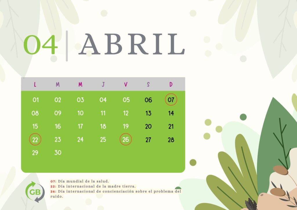 Mes de abril en el calendario de sostenibilidad 2024 y medioambiente del Grupo Braceli.